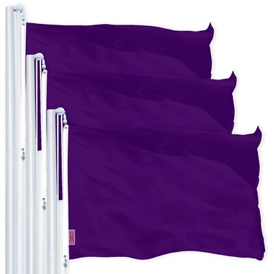 G128 3 Pack: Solid Purple Color Flag 2.5x4 Ft LiteWeave Pro Printed 150D  Poly
