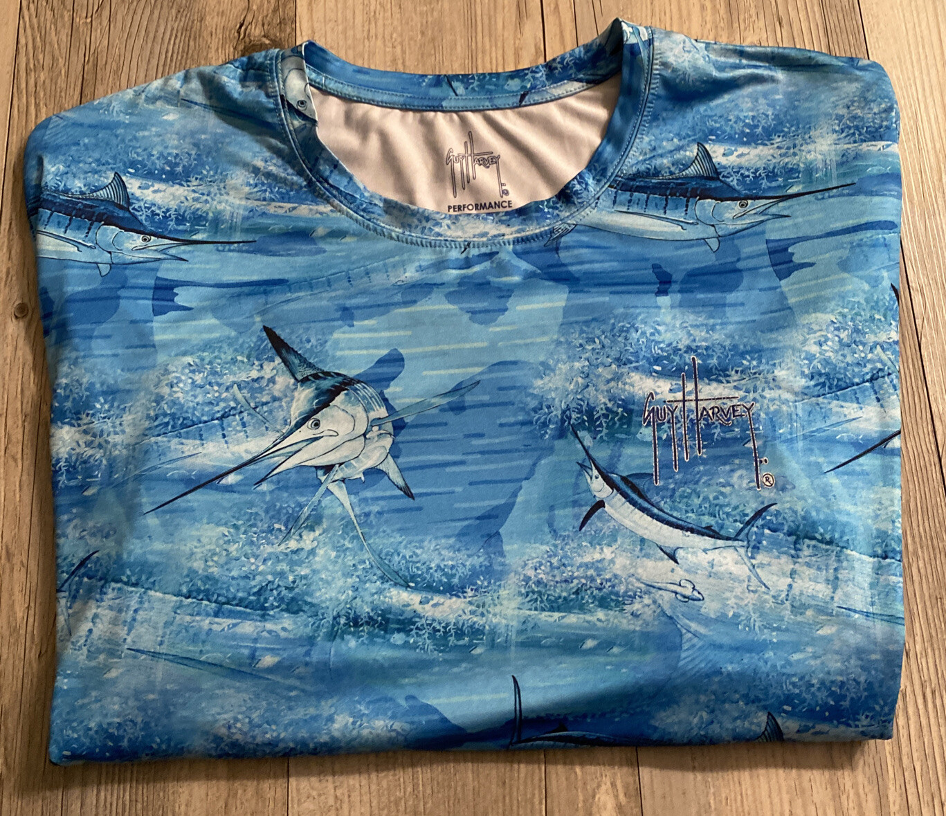 Guy Harvey Performance Long Sleeve fishing boating shirt blue marlin