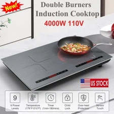 Induction Cooktop Electric Cooktop 2 Burner Glass Cooktop Stove 110V 4000W Touch