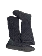 UGG Australia Classic Lattice Knit Cardy Tall Sweater Boots Black Womens Size 9