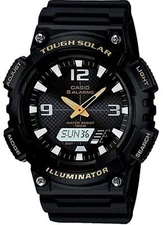 Casio AQS810W-1B Men's Black And Gold Dial Tough Solar Watch AQS810W-1BV