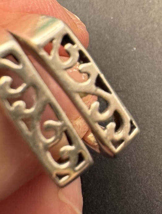 Sterling Silver Etched Ring Squared Front Size 8,… - image 14