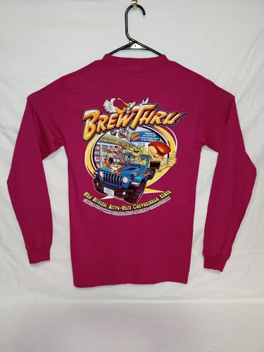(ADULT SMALL-Pink) Brew Thru Long Sleeve T-shirt Outer Banks 2021 Jeep 2-Sided