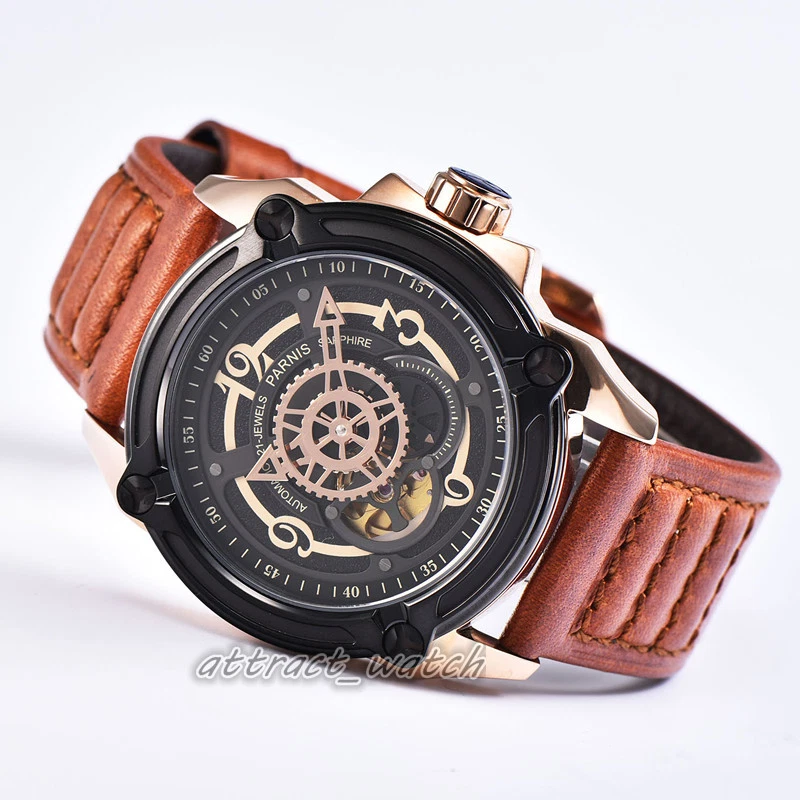 Reloj Hombre 44mm Parnis Miyota Movimiento Automático Cristal Zafiro Caja Oro Rosa Foto 2 de 4