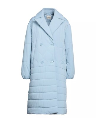  213 DIXIE Quilted Coat Size S Blue Padded Double-Breasted