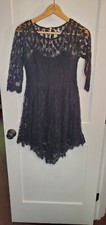 FREE PEOPLE Black Lined Lace Dress w Half Sleeves Women's Size 4