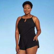 Blue Tie Dye High Neck Swim Romper 