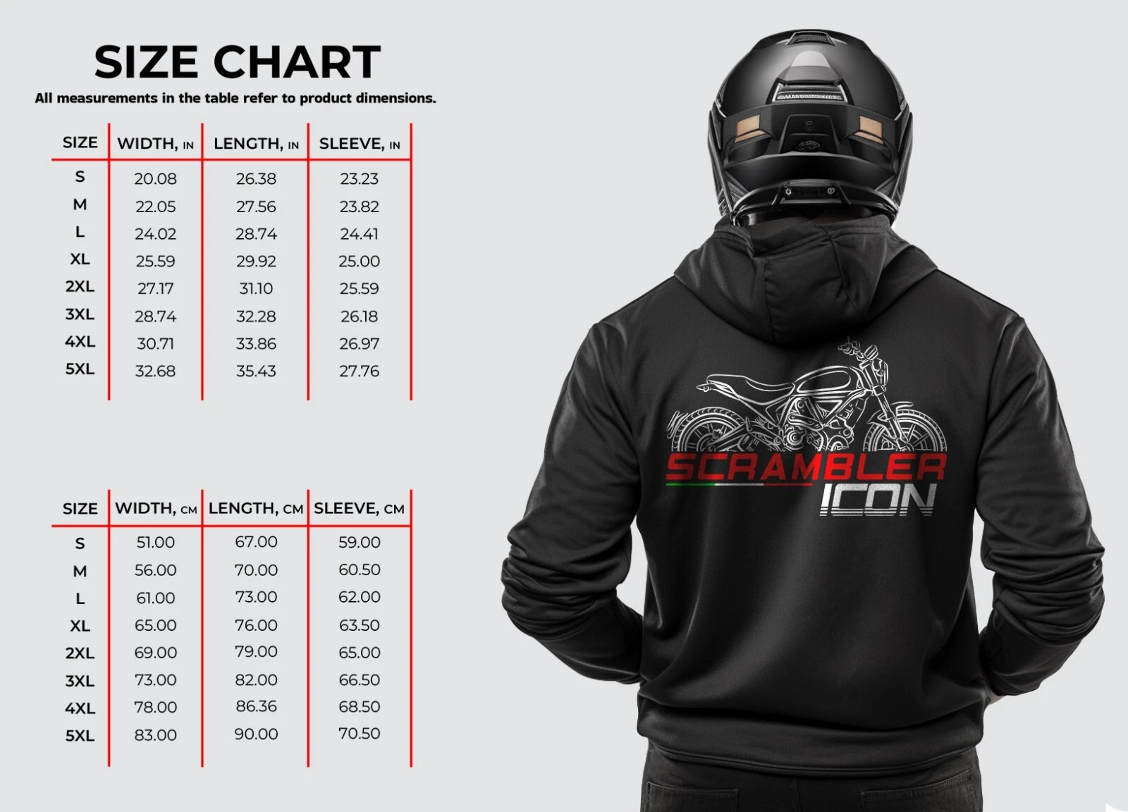 Ducati Scrambler 800 Icon - Motorcycle Hoodie Pullover for Riders