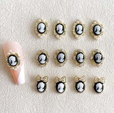 3D Cute Lady In A Portrait Nail Art Charms, Mini Cabochon 10mm x 14mm 