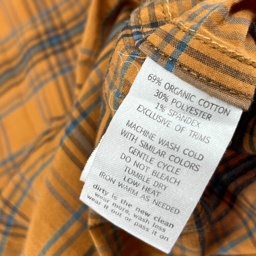 HORNYTOAD Shirt Mens M Plaid Button Up Short Sleeve Organic Cotton Blend Orange - Picture 12 of 15