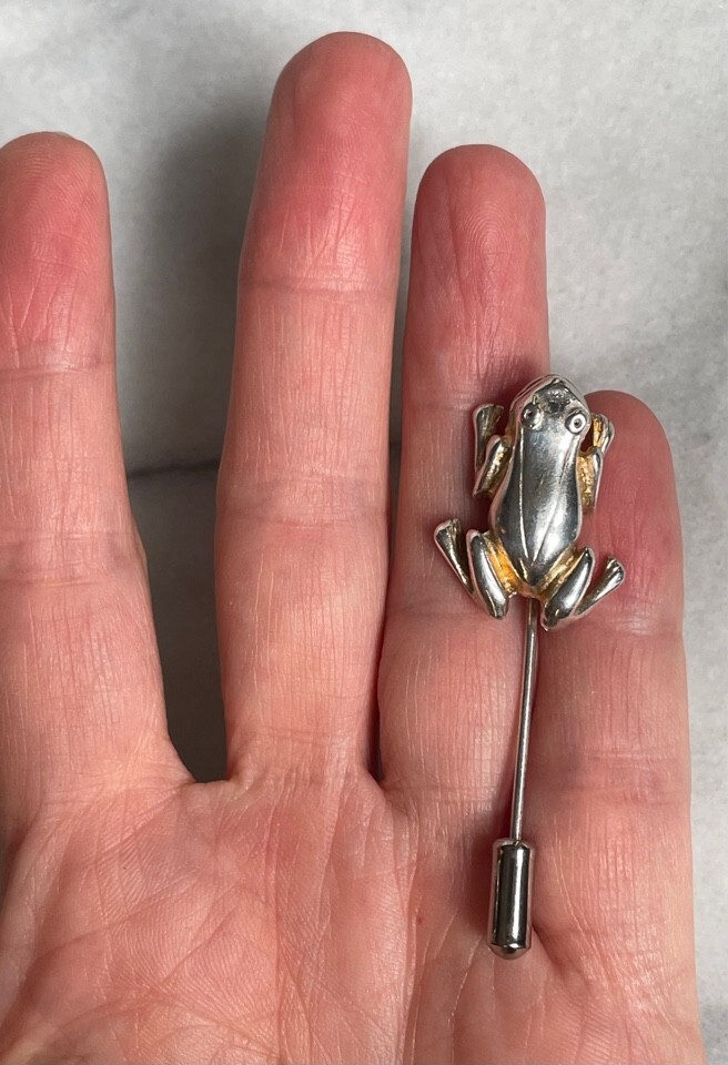 SOLID CAST 925 STERLING SILVER FROG STICK PIN - image 7