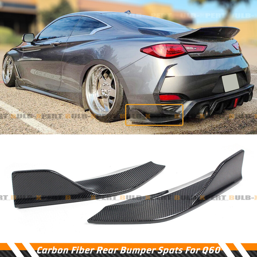 For 2017-2022 Infiniti Q60 Carbon Fiber Rear Bumper Side Corner Spat ...