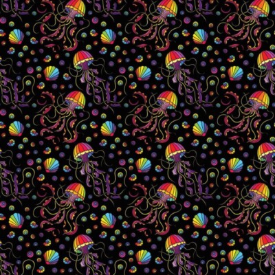 100% Baumwolle Digital Stoff Mosaik Qualle Regenbogen Stolz Handarbeit 140cm breit