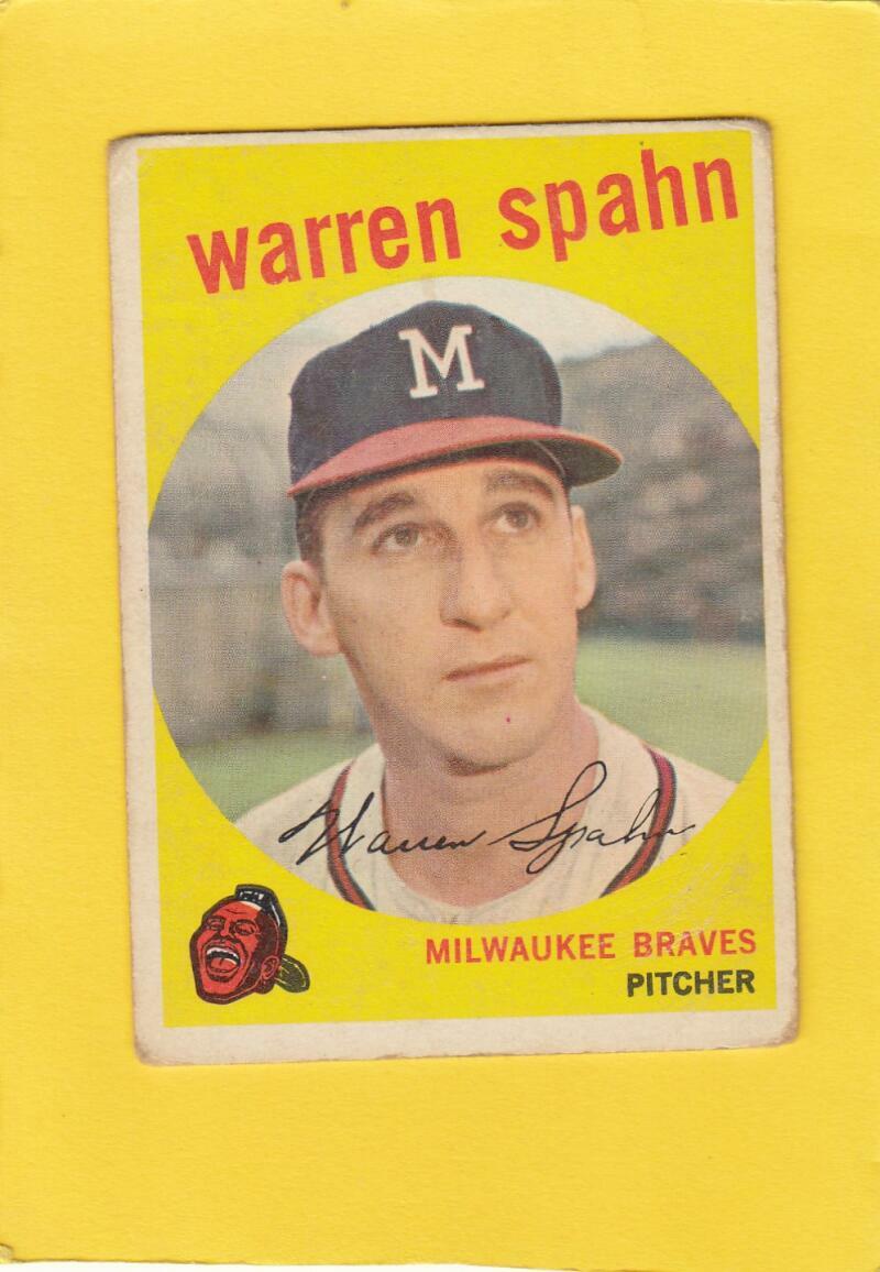 1959 Topps #40b Warren Spahn Milwaukee Braves G Good ERR Lot # 19386