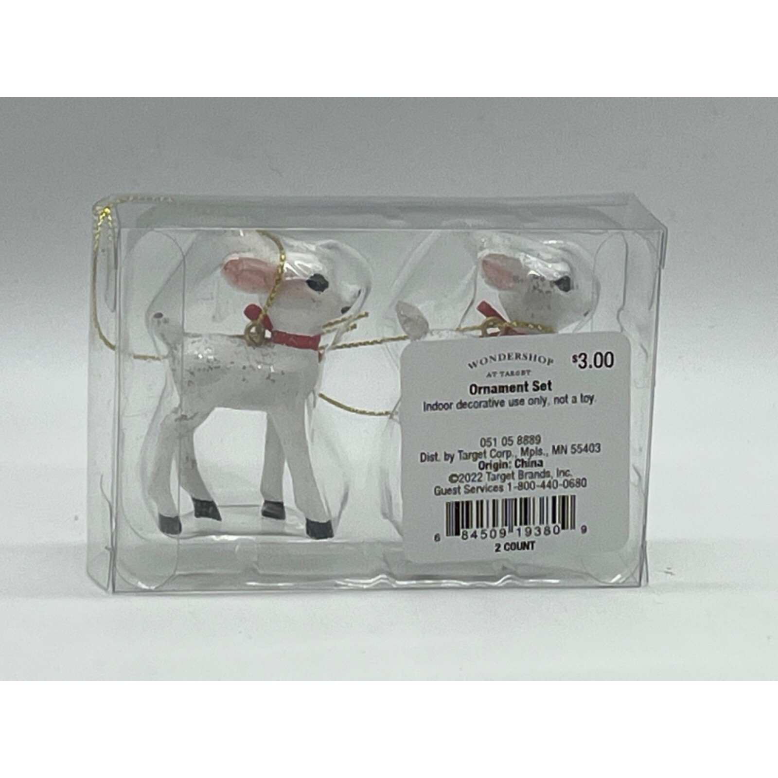 Target Christmas 2022 Retro Style White Reindeer Ornament