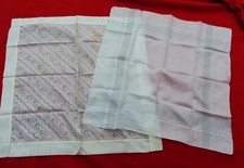 2 VINTAGE LUXURY MEN'S HANKERCHIEFS  100 SILK HAND ROLLED  18" x 19" EACH