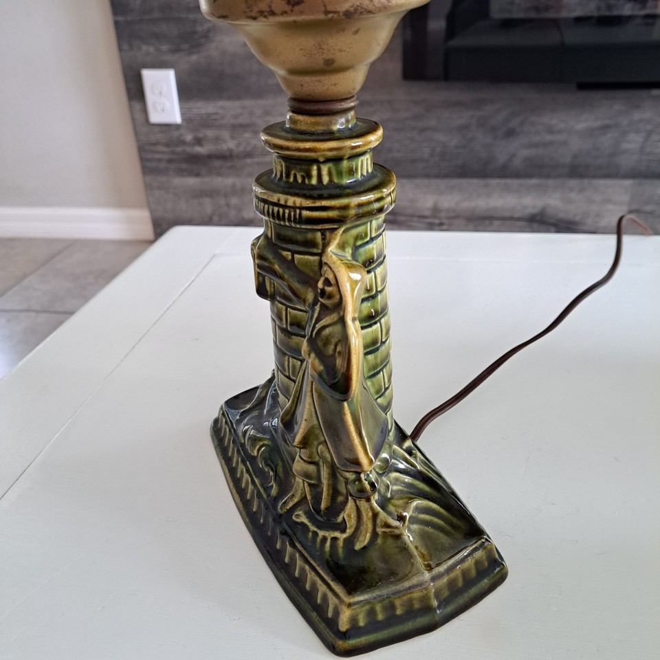 Vintage Ceramic Lighthouse Table Lamp w/ Milk Glass Globe Nautical ...