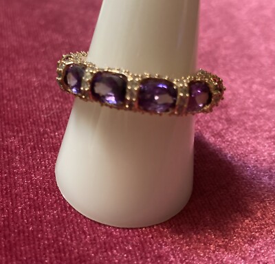 BP February Birthday Collection Amethyst CZ Rose Gold Plated Band Ring ...