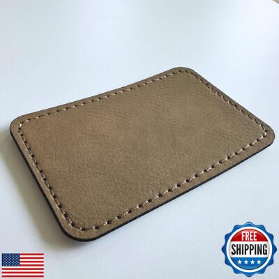 Leather Hat Patches (10 Pack) - Laser Engravable, Adhesive, Blank Rectangle (