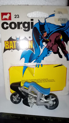 Batman Series 23 Corgi Junior Batbike, 6 cm, aus 1979, mit Karte, wie neu
