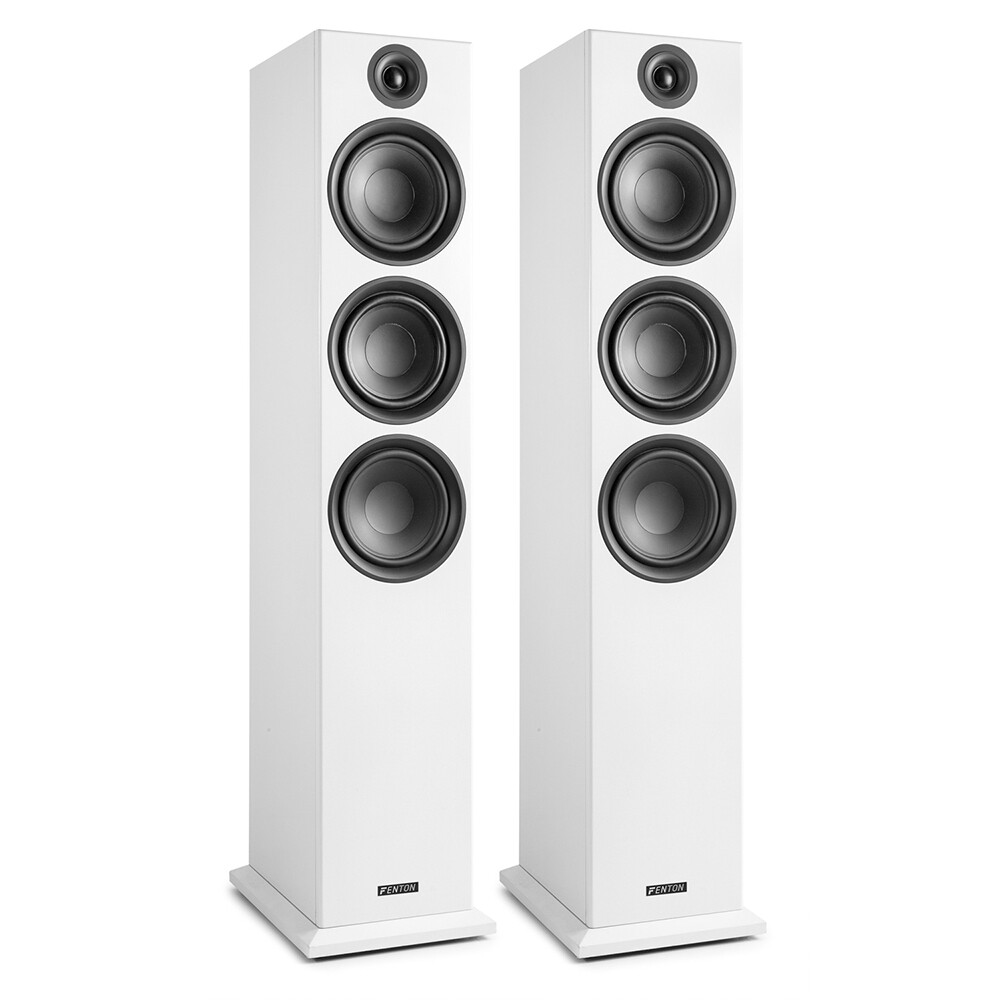 Fenton SHF80W Tower Speakers - 3x 6.5" Floor Standing White Set