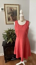 Vintage Ann Taylor Sleeveless Dress Size 4 Orange Tiered Back Zipper Fit & Flare