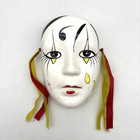 Vintage 90s Handmade Ceramic Pierrot Clown Face Glazed Wall Mask