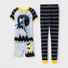 Batman Boys 3pc 100 Cotton Snug Fit Cotton Pajama Sleepwear Set Size 4