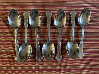 (7)Wallace Stainless 18/10 Kings Pattern TableSpoons 7.25 Sea Shell