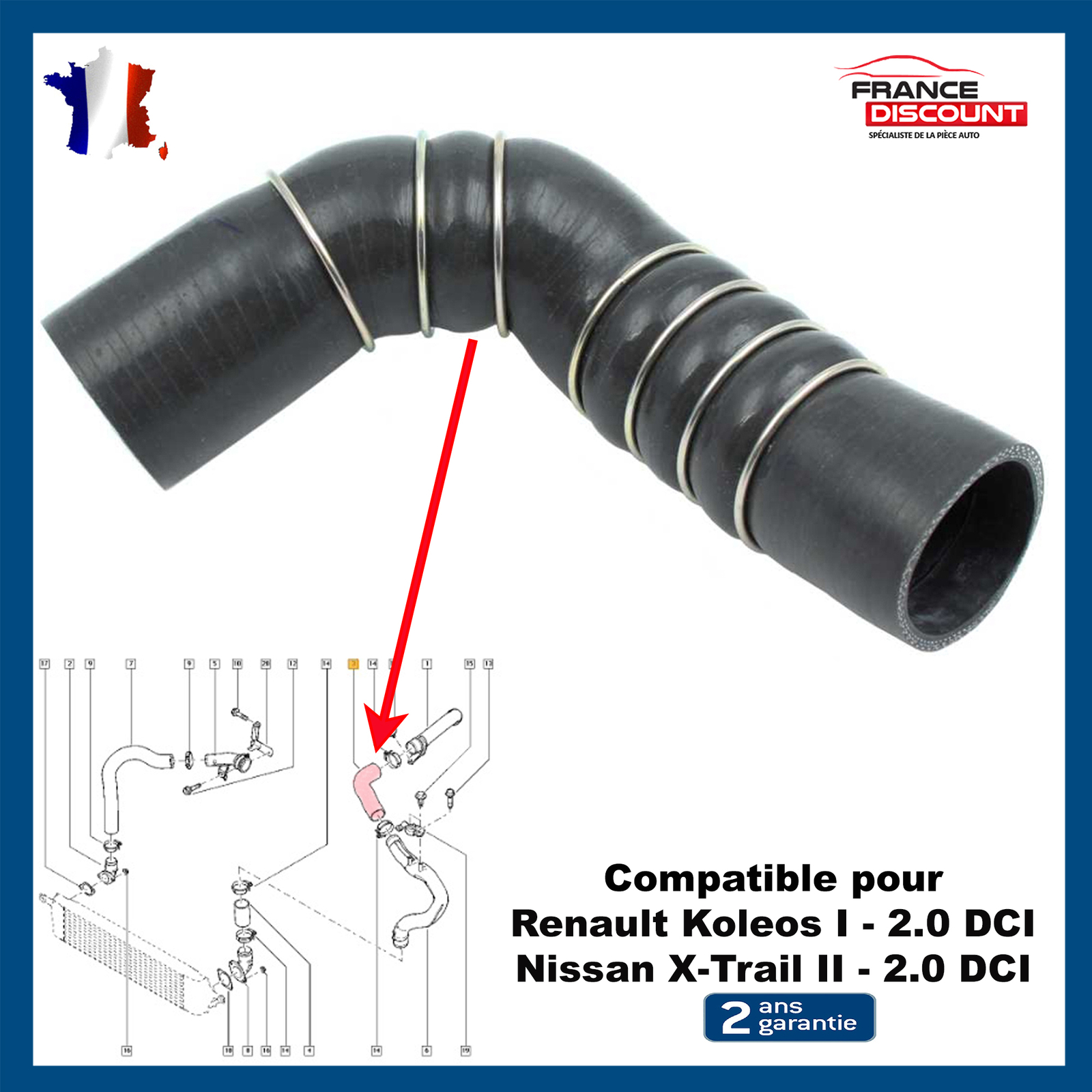 Durite de refroidissement Koleos 2.0 dCi 150 : fin des fuites avec la pièce 144637670R