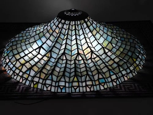 Tiffany-Style Stained Glass Lampshade Shade 23.5” Vintage  USA tax-exempt
