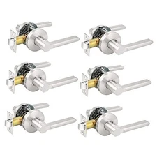  Keyless Door Lever Handles Passage Interior Locksets 6 Pack Satin Nickel