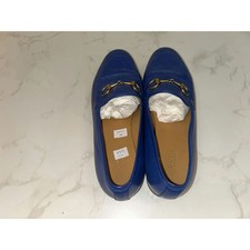Gucci Jordaan Womens EUR 35 Blue Leather Round Toe Horsebit Slip-On Loafer Shoes