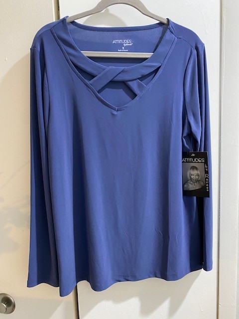 NEW Attitudes by Renee Como Jersey Crossover Neck Top