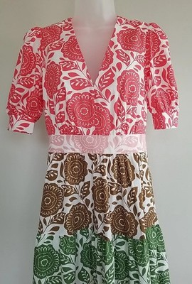 Boden Bella Puff Sleeve Maxi Dress US 6 NWT Spice Red Etched Floral Green  Brown | eBay