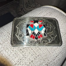 Vintage Native American Thunderbird Belt Buckle Southwestern Nickel Silver