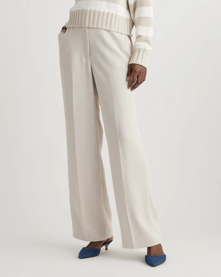 Quince Womens Stretch Crepe Classic Trouser Pants 32" inseam Sand 12