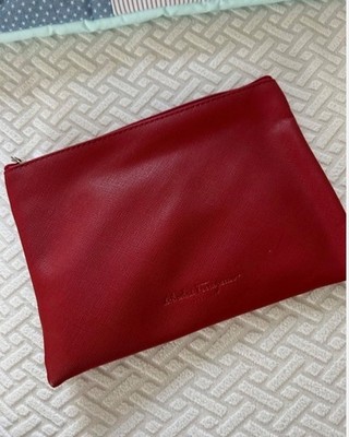 salvatore ferragamo leather travel bag red new