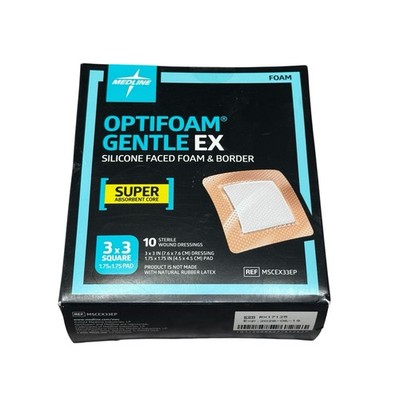 Medline Optifoam Gentle EX 3x3 Bordered Foam Adhesive Dressing BOX OF 10