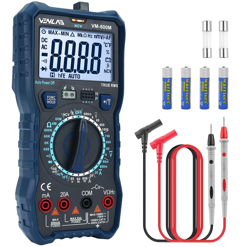 TRMS 6000 Counts Digital Multimeter  Tests Voltage, Current, Resistance & More