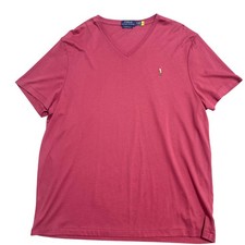Polo Ralph Lauren Shirt Mens 2XL Red V Neck Custom Slim Fit Pony Logo Cotton
