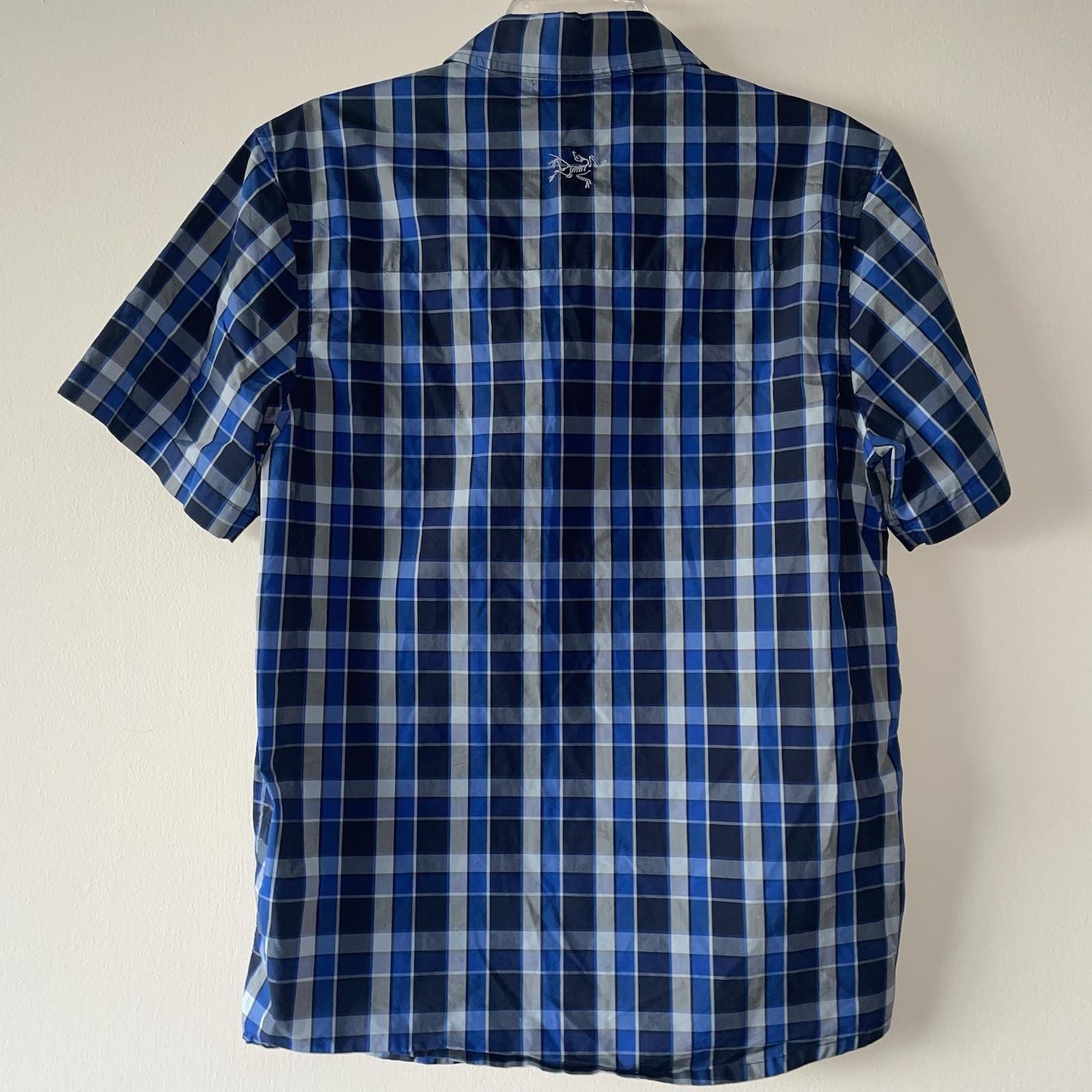 ARC'TERYX Camicia Arcteryx blu grigia e nera a quadri da uomo manica corta con bottoni S