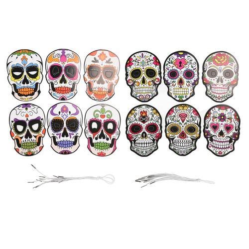 12pcs Day Of The Dead Mask With Elastic Band Attractive Halloween Mask For Ha UK - Picture 7 of 23