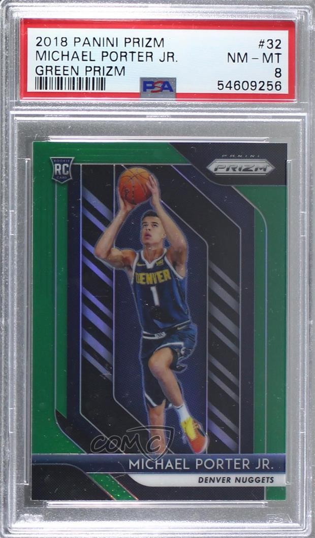 2018-19 Panini Prizm Green Prizm Michael Porter Jr #32 PSA 8 Rookie RC 2l4