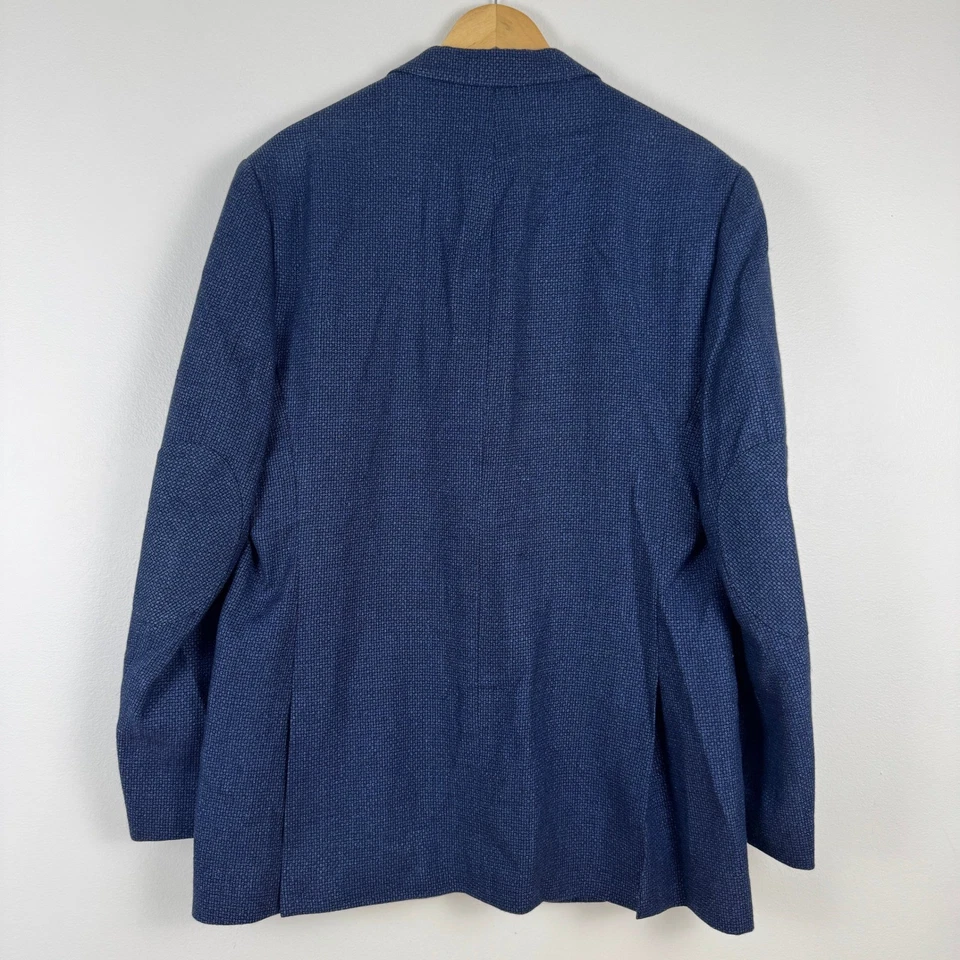 Joseph Abboud Heritage Men Navy Blue Blazer 42 Long Linen Wool Blend Sport Coat - Image 2 of 4