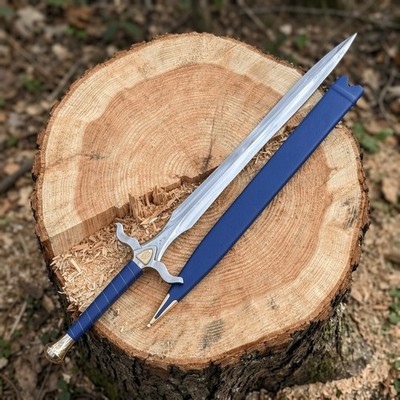 Handmade Azureguard Medieval Sword with Scabbard   Fantasy Collector Display Pc