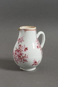 Antique 19th C Chinese porcelain Puce color Pink Creamer, milk jug, Kintsugi.
