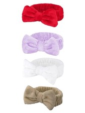 4 Pack Spa Headband for Washing Face, Girls Makeup Bow Tie Hair Band, Mi