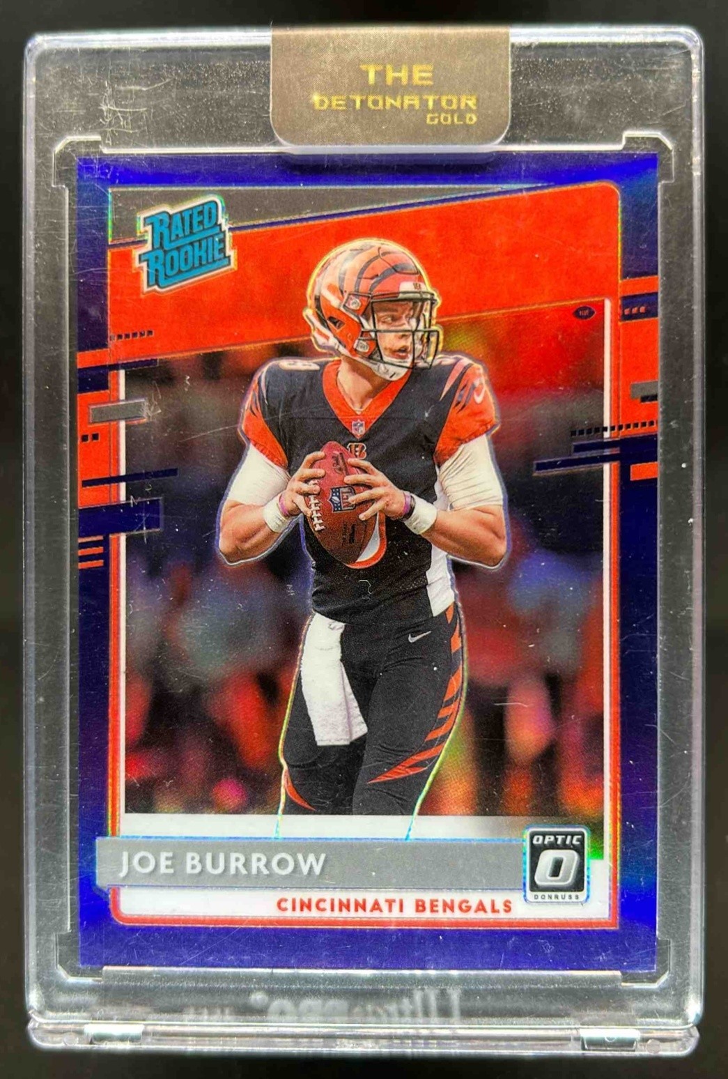 2020 Donruss Optic Joe Burrow Purple Prizm Rookie RC #21/50 Bengals