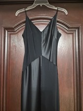 Gilar Black Size 2 , Speghetti Strap satin maxi Long Dress Block Pattern Crepe